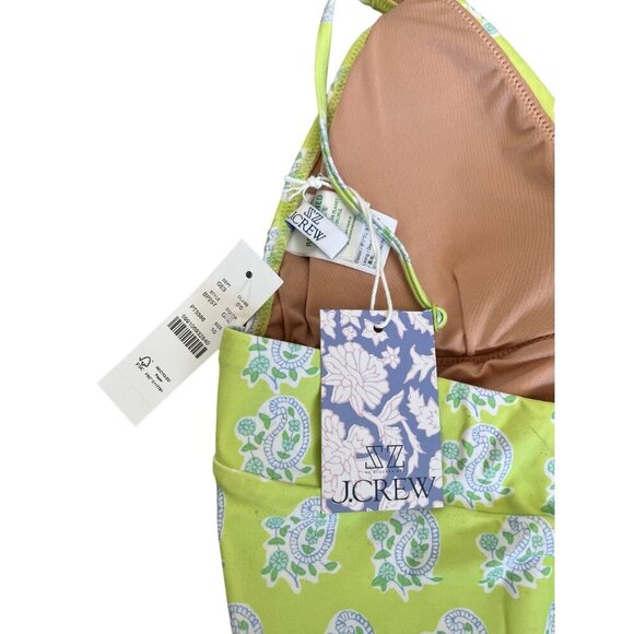 NWT J.Crew Green Paisley Plunge One-Piece Swimsuit 10 - Picture 11 of 13